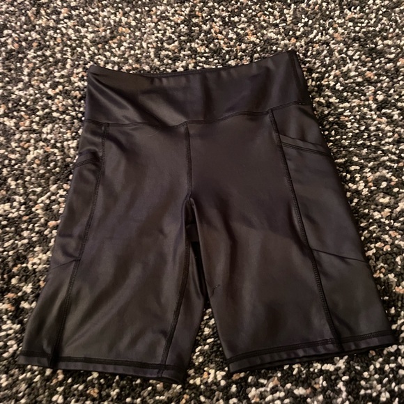 Pants - Faux leather biker shorts